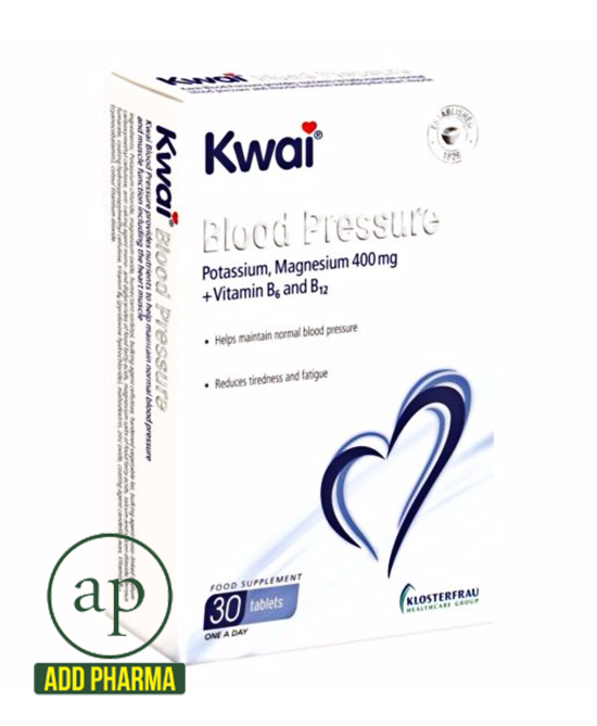 Kwai Blood Pressure Potassium Magnesium-400mg Vitamin B6 and B12 - 30 Tablets
