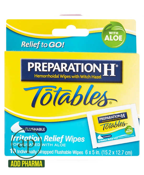Preparation H® Totables® Medicated Hemorrhoidal Wipes with Witch Hazel - box of 10 individual wipes