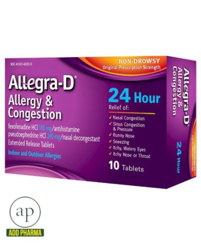 Allegra-D 24 Hour - 10 Tablets - AddPharma | Pharmacy in Ghana