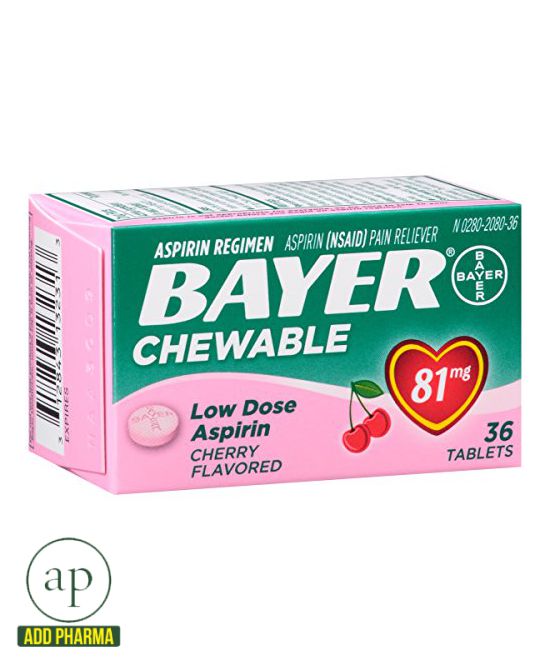 Bayer Aspirin Low Dose 81 mg - 36 Cherry Flavored Tablets