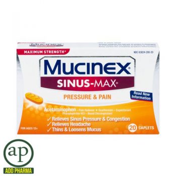 Mucinex Sinus-Max Pressure & Pain – 20 Caplets – AddPharma | Pharmacy ...